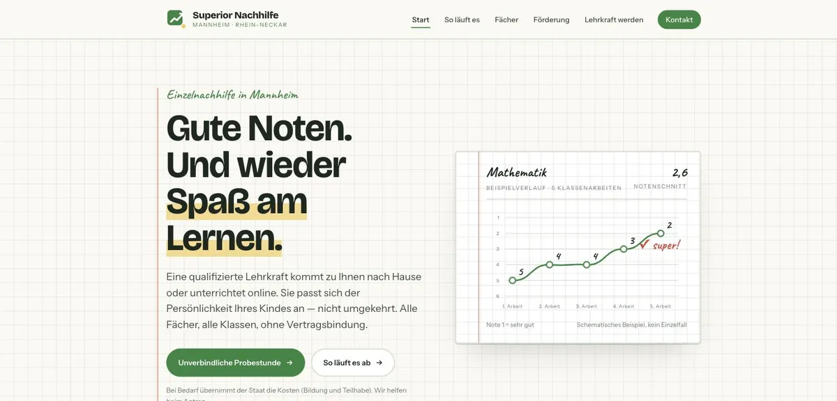 Neue Website Superior Nachhilfe